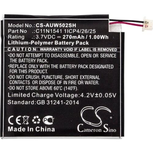 Cameron Sino 270mAh Battery for Smartwatch Asus W1502QF,ZenWatch 2 Asus 0B200-01760100,C11N1541 1ICP4/26/25 Smartwatch