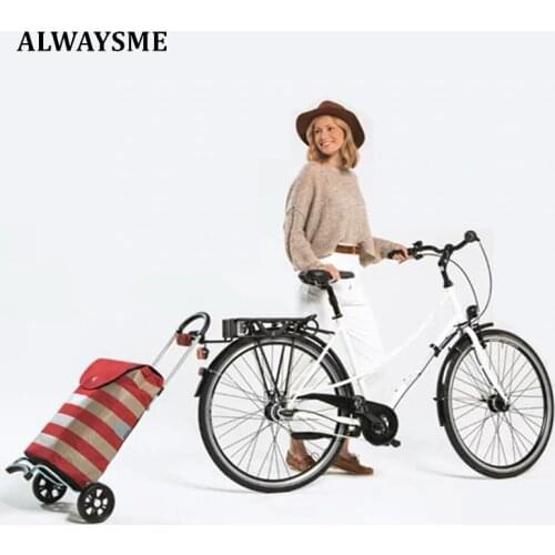 ALWAYSME Bike Commuter Cargo Shopping Cart Alum Frame With Bag Strap And Handle,Bike Trailer Attachments Need Buy Separately
