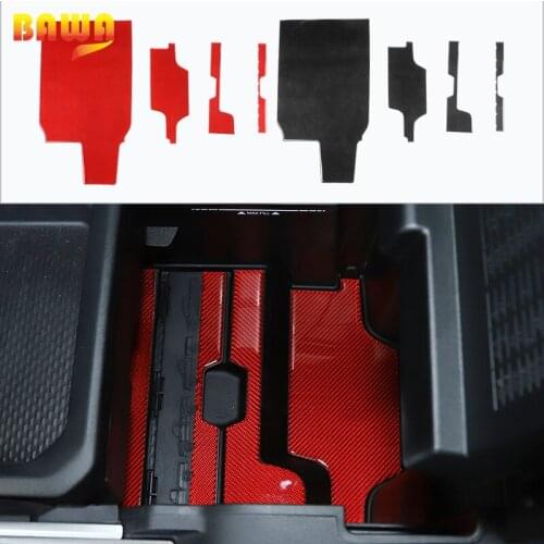 BAWA Car Armrest Box Lower Level Slot Pad Carbon Fiber Anti-Slip Cup Mats Pads For Dodge RAM 2018 Up
