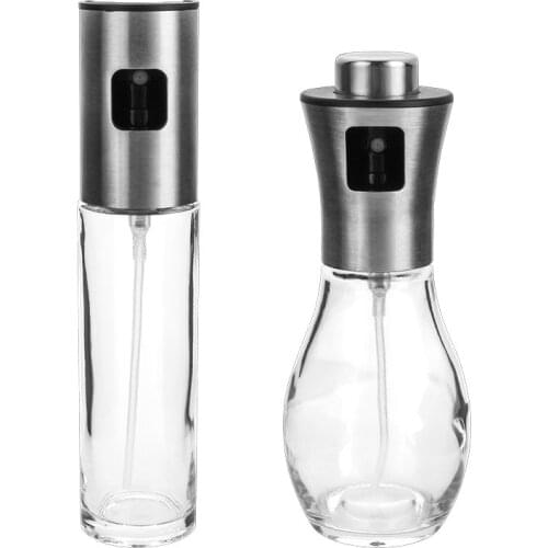 Oil Sprayer Bottle 100ml/ 200ml Push-Type Oil Dispenser Kitchen Cooking Glass Barbecue Atomizer Fuel Injector