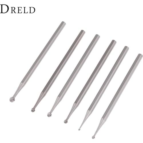 DRELD 6Pcs Dremel Accesories 2.35mm Shank Diamond Grinding Ball Head Steel Engraving Knife For Stone Jade Carving Rotary Tool
