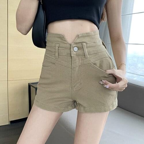 High Waist Denim Shorts Korean Vintage Hot Summer Fashion Skinny Short Pants Womens Elastic Sexy Casual Jean Denim Shorts