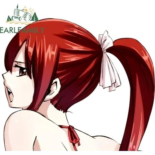 EARLFAMILY 13cm x 11.3cm for Fairy Tail Erza Scarlet Car Stickers Anime Motorcycle Surfboard Personality Decal Trunk Graphics