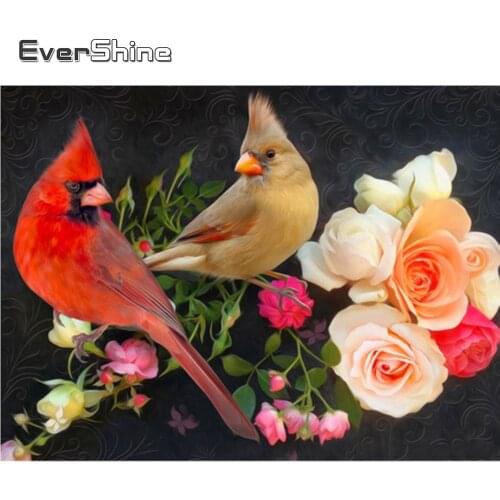 Evershine Diamond Painting Flowers Bird Diamond Mosaic Cross Stitch Kit Rhinestone Picture Diamond Embroidery Full Drill Square