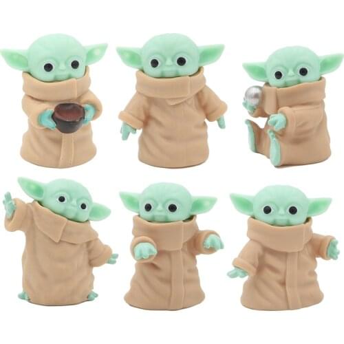 Hot 6Pcs/Set Baby Yoda Grogu Action Figure Toys 5-6cm Mandalorian Yoda Baby Action Toys Anime Star Wars Model Kid Toy Xmas Gifts