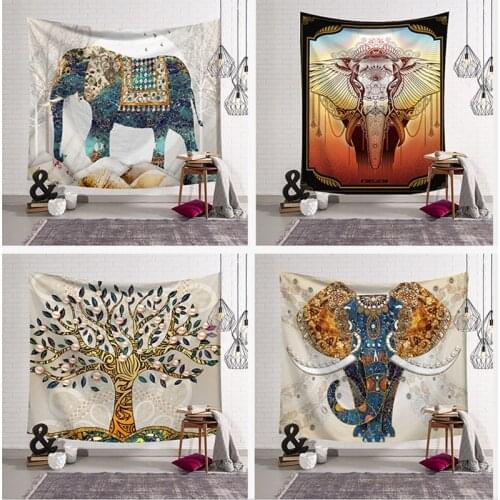Indian Idol Tapestry Elephant Hanging Cloth Art Wall Digital Printing Wall Blanket/beach Towel Square Towel Series Drop Shipping