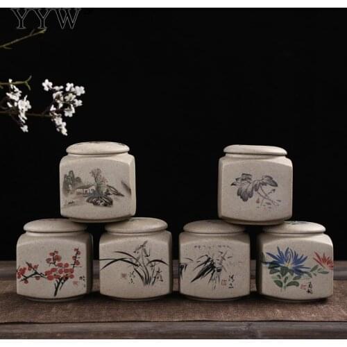 Ceramic Tea Box Canister Chinese Tea Tin Can Container Square Coffee Candy Storage Box Ceramic Tea Jar Caddies Theedoos Teaware