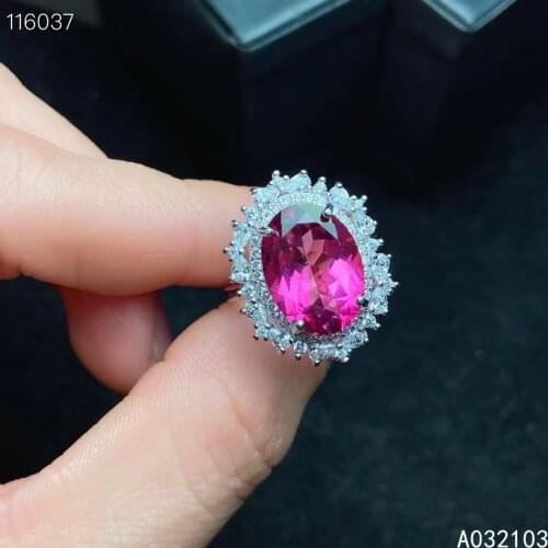 KJJEAXCMY fine jewelry 925 sterling silver inlaid natural pink topaz Girls luxury exquisite adjustable gem ring support check