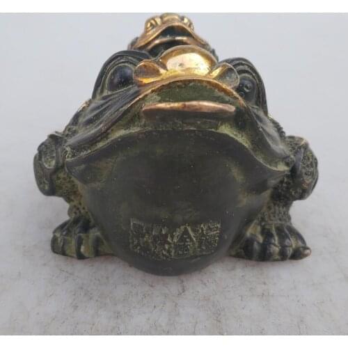Collection chinese Handmade old bronze Gilt gold Toad statue, Home Decoration antique sculpture