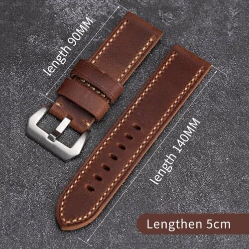 Handmade Leather Watchband Suitable For PAM111 441 Brown Vintage Old Bracelet, 20 22 24MM Soft Male