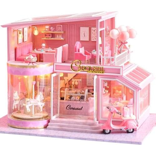 DIY Dollhouse Wooden doll Houses Miniature Doll House Furniture Kit Casa Music Led Toys for Children Birthday Gift A73