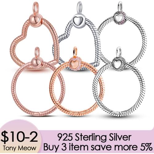 HOT Sale 925 Sterling Silver Moments Pave O Pendant fit Original Pandora Cable Chain Necklace Clear CZ DIY Silver 925 Jewelry