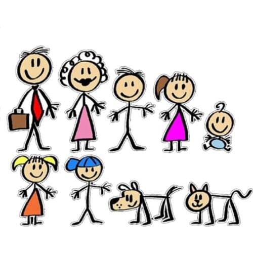 Dawasaru Cartoon We Are Family Car Sticker Cover Scratch Decal Laptop Truck Motorcycle Auto Accessories Decoration PVC,17cm*13cm