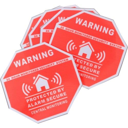 Mayitr 5pcs Alarm Security Decals Warning Signs Vinyl Window Door Adhesive Stickers for Home Safety Supplies