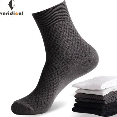 Veridical 10 Pairs/Lot Bamboo Fiber Mens Socks Business Breathable Deodorant Compression Party Dress Long Socks Brand Calcetines