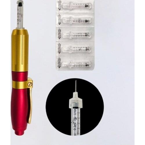 One Set Gold Red Hyaluron Pen Syringe Converter Hyaluronic Injection Gun Wrinkle Removal Anti aging Lifting Lip High Pressure