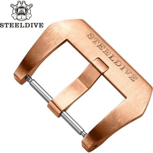 SD2202S STEELDIVE Official Bronze Buckle Rubber Strap 20MM/22MM Wide Mens Diving Watch Strap Bronze Clasp Strap Accessories