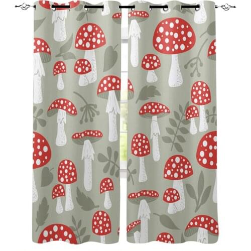 Amanita Autumn Cartoon Curtains for Living Room Bedroom Modern Home Decoration Window Curtain Kids Room Home Supplies