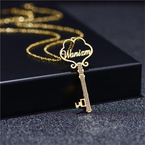 Personalized Customized Stainless Steel Key Name Plate Necklace Heart-Shaped Unlimited Iove. Family Party Friends Gift