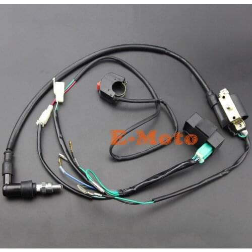 Complete Kick Start Engine Wiring Harness Loom Coil CDI C7HSA Spark Plug Kill Switch For 50 70 90 110 125 140cc PITPRO Dirt Bike