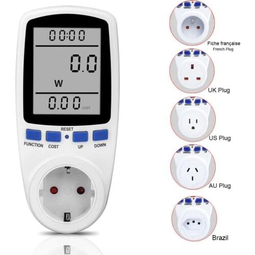 Electricity Usage Monitor Plug Power Meter Energy Watt Voltage Amps Meter with Digital LCD Display Modes for Energy Saving