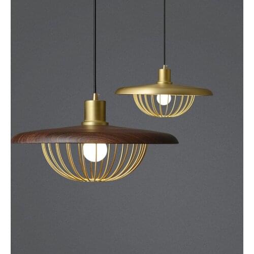 Simple Wood Grain Retro Hat Coffee Shop Bar Counter Tea Room Bedroom Restaurant Balcony Chandelier Lamps