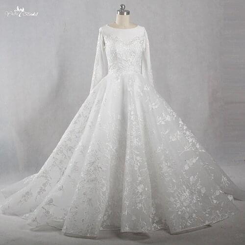 RSW1413 Yiaibridal Real Job Pictures Long Sleeve Spandex Sleeves Ball Gown Muslim Wedding Dress