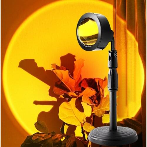 LED Sunset Night Lights Photo Studio Live Broadcast Background Projector Retractable Sunset Lamp Selfie Sun Rainbow Table Lamp