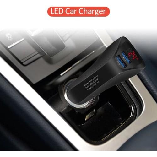 12V-24V Universal Digital LED Car Charger Dual USB Interface Mobile Phone Charger Display Voltage Current Fast Charging TSLM2
