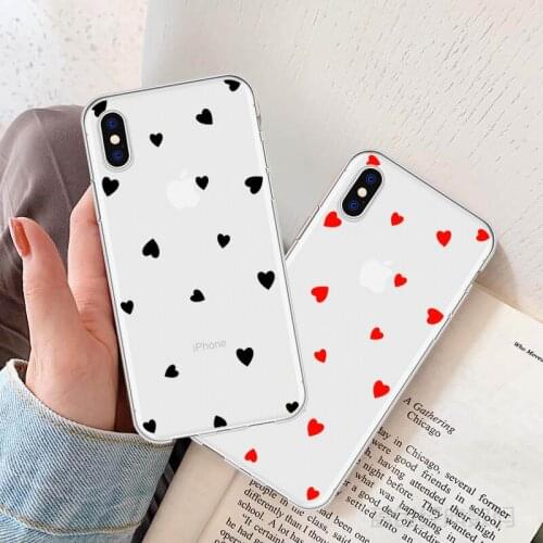 Vintage Luxury Love Heart Soft Phone Case Coque For iPhone X XR MAX Heart Transparent Phone Cover For iPhone 8 7 Plus 5 6 Case