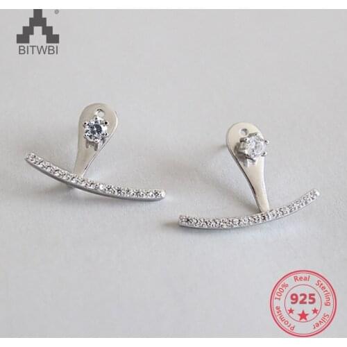 100% 925 Sterling Silver 2019 Arc-shaped Earrings Cubic Zirconia Dangle Earrings for Women Wedding Party Earrings