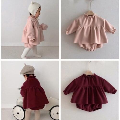 Sweet princess girls romper dress autumn long sleeve newborn baby jumpsuit lace collar bodysuit for girls costumes children set