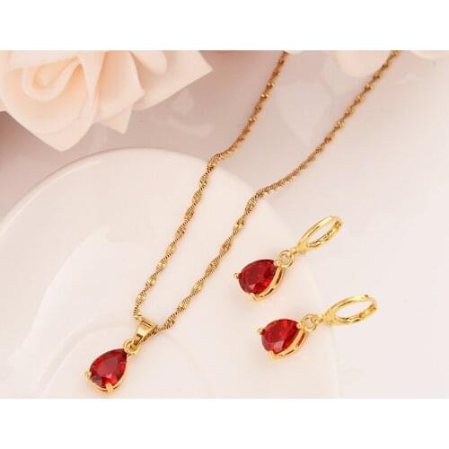 Gold cz Cross Jewelry Set Women Charms Jewelry Girls white stone pendant necklace earrings wedding bridal party gifts