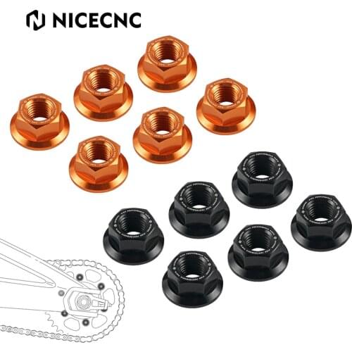 NiceCNC M10X1.25 Sprocket Nuts for KTM 1290 DUKE/R/GT 2014 2015 2016 2017 2018-2022, 6061 Aluminum CNC Machined Black/Orange
