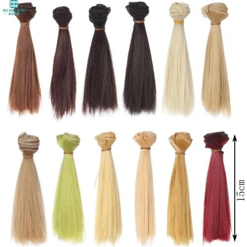 1pcs 15cm * 100cm Thick Straight hair for dolls 1/3 1/4 BJD SD doll wigs black gold brown