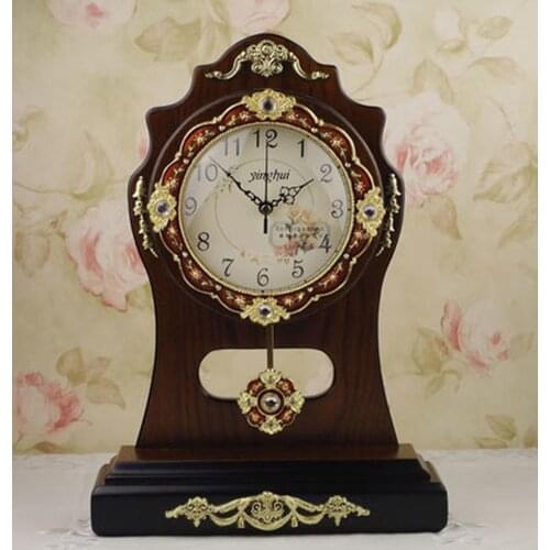 1 PCS EUROPEAN CLOCK WOOD RETRO PASTORAL KOREAN STATIC CLOCK HIGH-END BRITISH CLASSICAL LU627109