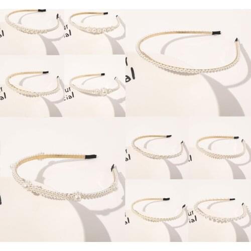 10 Styles Simulation Pearl Hairbands Women Hair Accessories Korean Handmade Bow Flower Hoops Headband Wedding Ornaments 2021 New