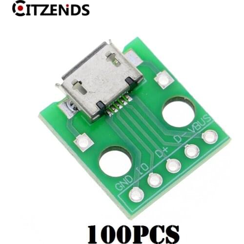 100pcs/lot Mini Micro USB To DIP 2.54mm Adapter 5pin Female Connector Module Board Panel Female 5-Pin B Type For DIY design