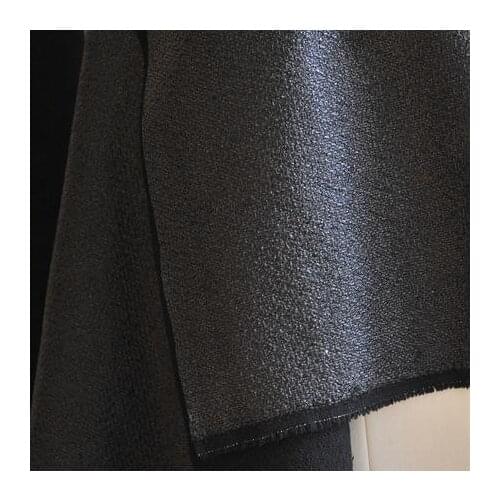 100cm*140cm synthetic Leather cloth wash old leather woven pattern of reflective coated fabric thick black garment jacket fabric