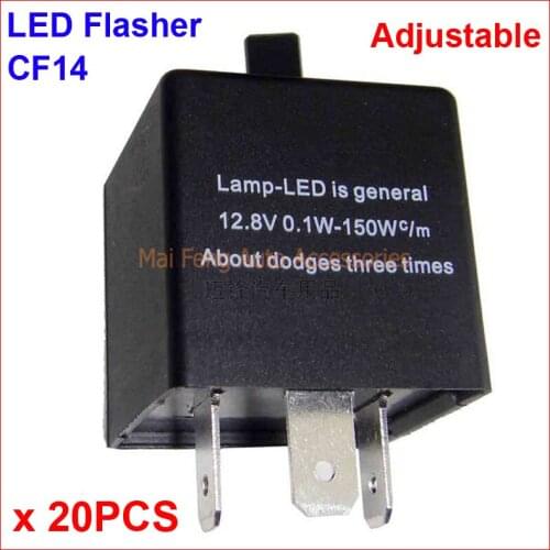 20PCS CF14-KT LED Flasher Adjustable 3 Pin Electronic Relay Module Fix LED Car Signal Error Flashing Blinker 12V 0.02A TO 20A