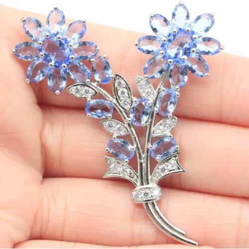 59x43mm Big Bouquet Silver Pendant Created Green Peridot Violet Tanzanite Zircon Dating Women Silver Pendant