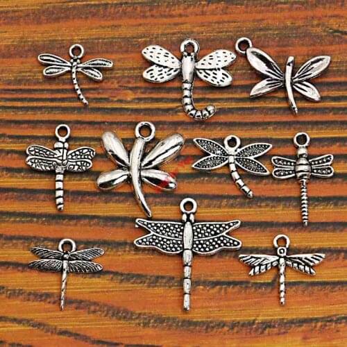 Mixed Tibetan Silver Plated Insect Dragonfly Bee Charms Pendants Jewelry Making Accessories Diy Jewelry Findings Zinc Alloy m004