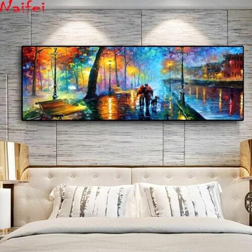 Diamond Painting Autumn street Scenery 5D DIY Diamond Mosaic Romantic lover Full Square Diamond Embroidery Crafts Kit Decorative