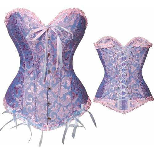 Satin Sexy Women steampunk gothic Plus Size Corsets Lace Up steel boned Overbust Bustier Waist Cincher Body shaper corselet gift