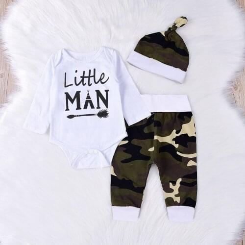 TELOTUNY Childrens clothing Infant Baby Girls Boys Long Sleeve Letter Print Romper Jumpsuit Camouflage Pants Outfits Set Jun20