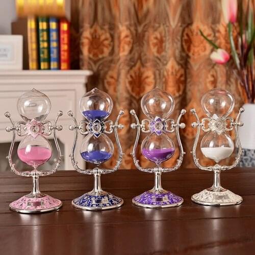 Europe hourglass timer crafts luxurious ornaments Crystal glass figurines gourd shape Ornament Home Decor Christmas gift