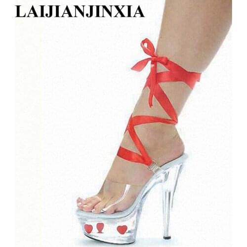 LAIJIANJINXIA Nightclub High Heels Shoes 15CM High Heels Sandals Strap Party Queen Shoes Dancing Shoes Open Toe Pole Dance Shoes