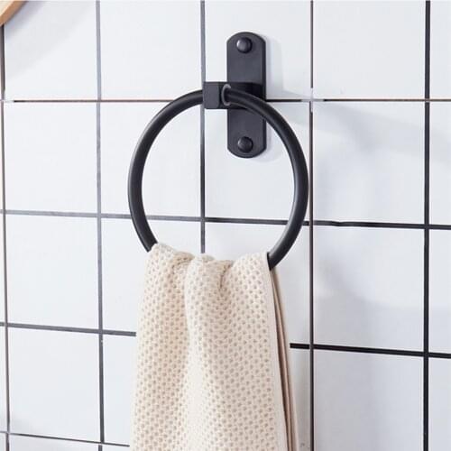 Matt Black Towel Ring Towel Rack European Toilet Circular Wall Mount Towel Hanging Ring Antique Bathroom Accessories