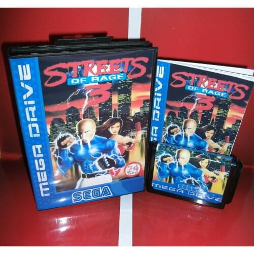 MD games card - Streets of Rage 3 EUR Cover with Box and Manual For Sega Megadrive Genesis Video Game Console 16 bit MD card