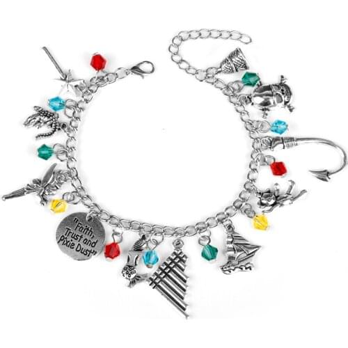 MQCHUN 2018 New Pirates of the Caribbean Bracelet "Faith Trust & Pixie Dust" Logo Bangle Wristlets Harp Chian Links Jewelry -25